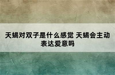 天蝎对双子是什么感觉 天蝎会主动表达爱意吗